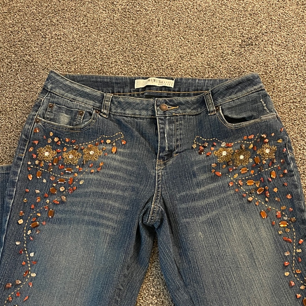 Mix It Blue Embroidered Boot Cut Jeans